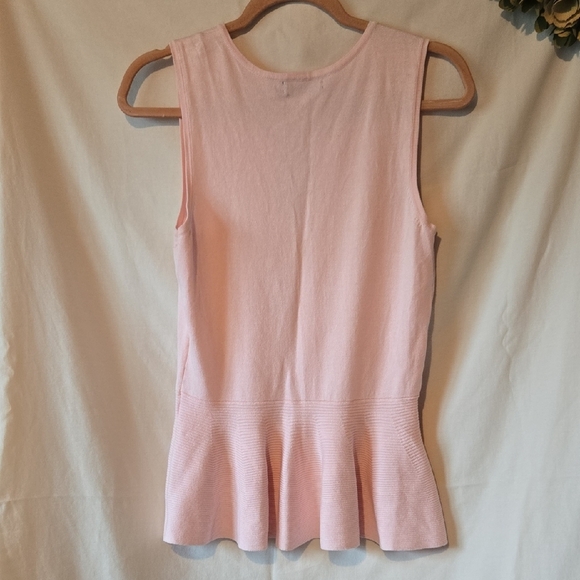 New York & Company Pink Peplum Sweater Knit Tank Top Size Small - Picture 6 of 7